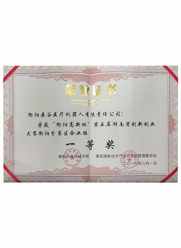 創(chuàng)新大賽一等獎證書